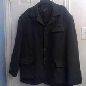 New Zone Wool Blend‎ Car Coat Jacket Button Front Gray Menswear XL